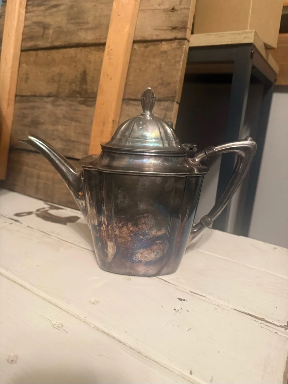 VTG HM Monogrammed Wallace Silver Plated Teapot